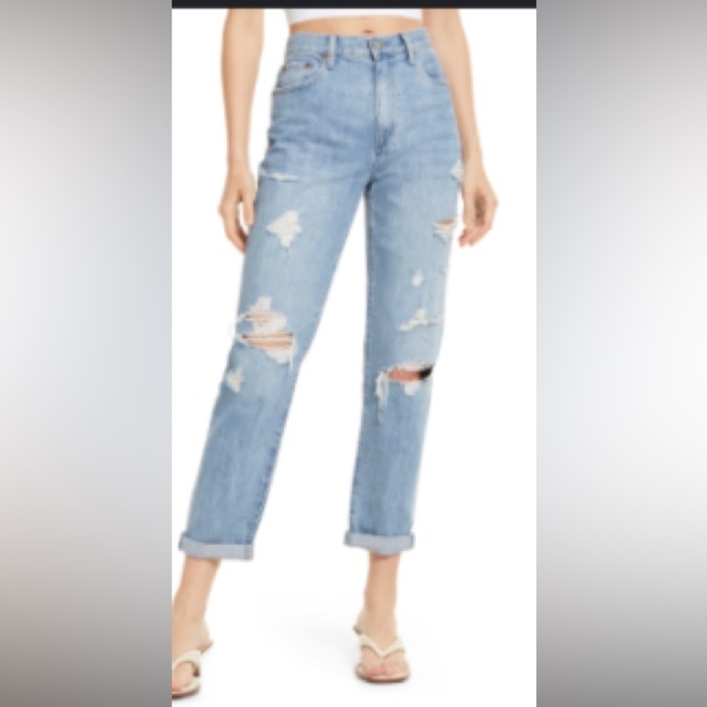 Pistola Presley High Waist Boyfriend Jean (ridge distressed). Size 29